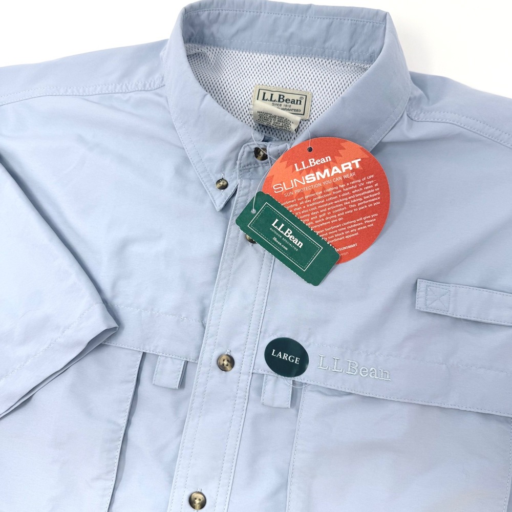 LL Bean Tropicwear Short Sleeve Shirt Mens Large Flint SunSmart UPF 210253 NEW